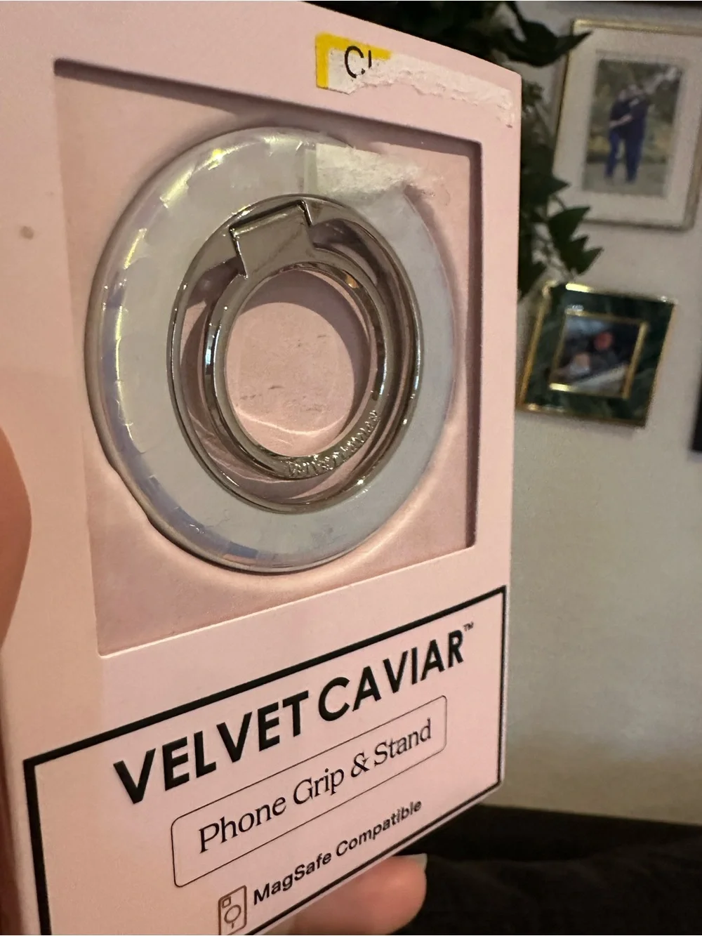 Velvet Caviar Pink Phone Grip & Stand with Silver Ring
